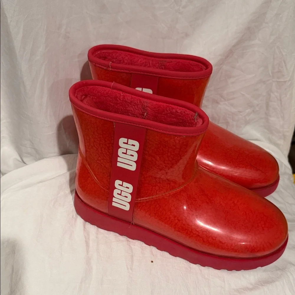 UGG Glossy Red Ankle Boots